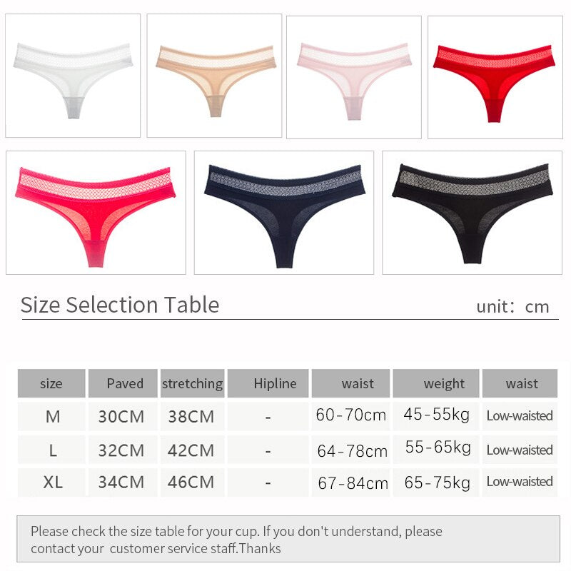 Sexy Cotton Bikini Panties Women Underwear Brazilian Bottom Women Tanga G-string Briefs Lace Thong Bikini Panties Underwear - Virtual Blue Store