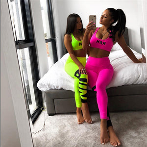 2020 New Spring Autumn Women Sportswear Yoga Suit Sexy Yoga Vest + Tummy Control Workout Leggings Female Fitness Clothing - Virtual Blue Store