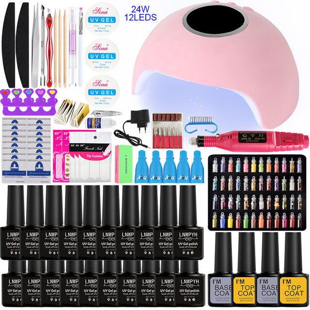 Nail Set 84W UV LED Lamp For Manicure 27/20/10 pcs Gel Nail Polish Set Soak Off Gel Varnish For Nail Art Set Dryer Machine Tools - Virtual Blue Store