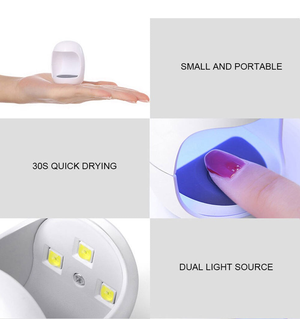 Fingerqueen 3W USB Mini Nail Dryer Portable UV LED Curing Lamp 30s Fast Drying Curing Light for Gel Polish - Virtual Blue Store