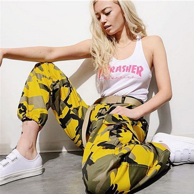 New Women Camo Cargo High Waist Hip Hop Trousers Pants Military Army Combat Camouflage Long Pants Hot Capris - Virtual Blue Store