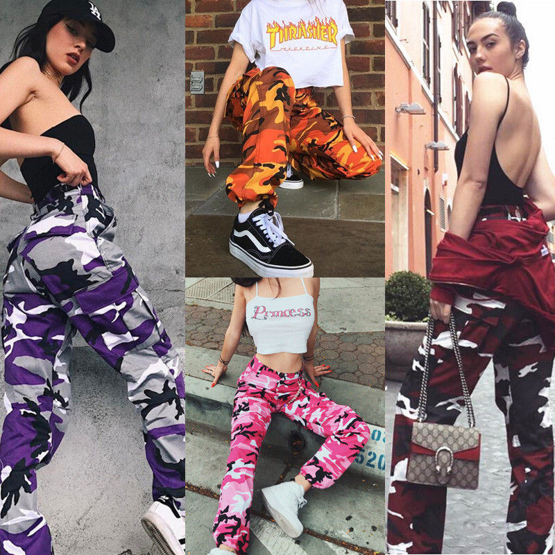 New Women Camo Cargo High Waist Hip Hop Trousers Pants Military Army Combat Camouflage Long Pants Hot Capris - Virtual Blue Store