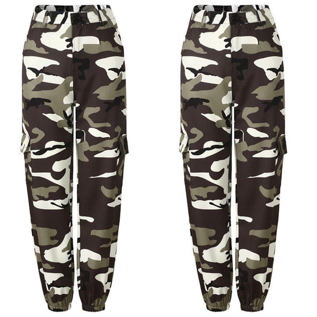 New Women Camo Cargo High Waist Hip Hop Trousers Pants Military Army Combat Camouflage Long Pants Hot Capris - Virtual Blue Store