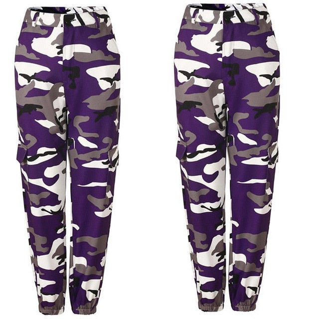 New Women Camo Cargo High Waist Hip Hop Trousers Pants Military Army Combat Camouflage Long Pants Hot Capris - Virtual Blue Store