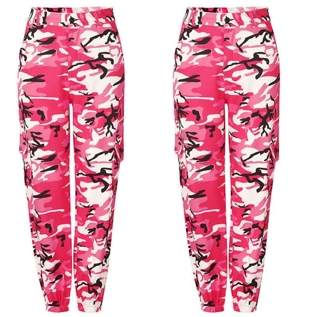 New Women Camo Cargo High Waist Hip Hop Trousers Pants Military Army Combat Camouflage Long Pants Hot Capris - Virtual Blue Store