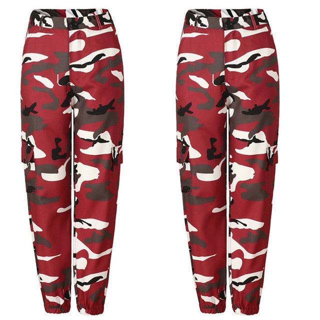 New Women Camo Cargo High Waist Hip Hop Trousers Pants Military Army Combat Camouflage Long Pants Hot Capris - Virtual Blue Store