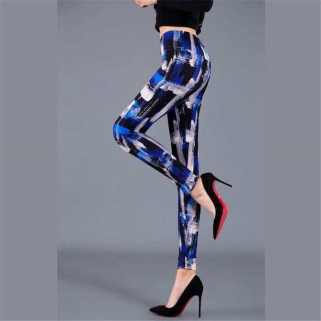 YSDNCHI High Waist Legging Breathable Slim Snake Printing Leggings Push Up Elastic Leggin Slim Ladies Trousers Stretch Legging - Virtual Blue Store