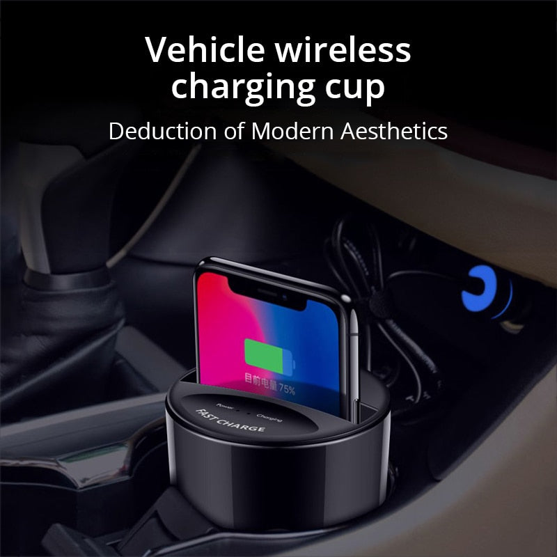 Bonola Fast Wireless Car Charger Cup for SamsungS10/S9/S8/Note10 10W Qi Wireless Charging Car Cup for iPhone11Pro/XsMax/Xr/8Plus - Virtual Blue Store