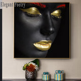 Contemplator Black African Nude Woman Oil Painting on Canvas Posters and Prints Scandinavian Wall Art Picture for living room