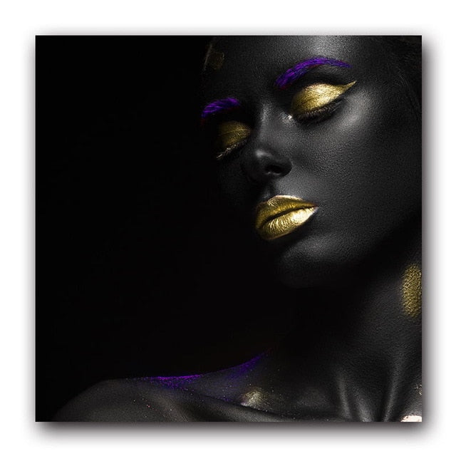 Contemplator Black African Nude Woman Oil Painting on Canvas Posters and Prints Scandinavian Wall Art Picture for living room - Virtual Blue Store