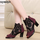 Mesh Peep Toe Sandals Summer Sexy Heels Single Shoes - Virtual Blue Store