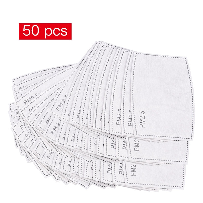 50Pcs Activated Carbon Filteres For Anti Dust Mouth Mask replaceable filters Mask on the mouth 5 Layer protection Mouth-muffle - Virtual Blue Store