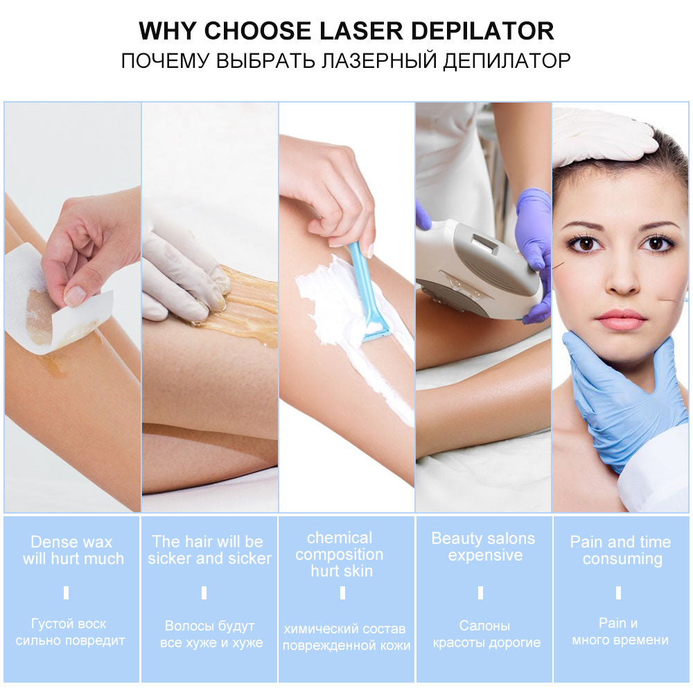 999999 Flashes  New Laser Epilator Permanent IPL Photoepilator Hair Removal depiladora Painless electric Epilator - Virtual Blue Store