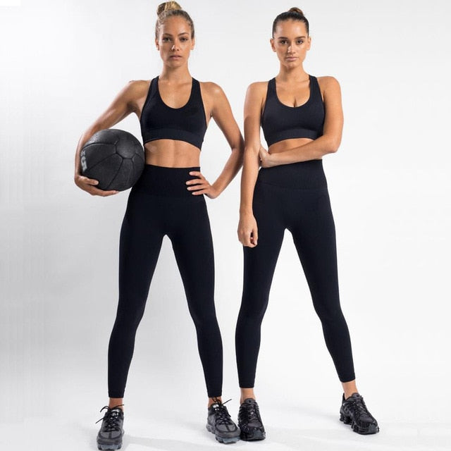 2pcs Gym Clothes Running Tight Sports Suit Seamless Yoga Clothes