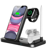 15W Qi Fast Wireless Charger Stand For iPhone 11 XR X 8 Apple Watch 4 in 1 Foldable Charging Dock Station for Airpods Pro iWatch - Virtual Blue Store