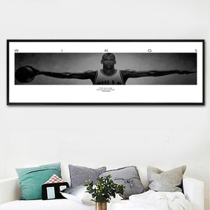 Michael Jordan Wings Poster Fly Dunk Basketball Stars Wall Pictures for Living Room Decoration Bedroom Sport Wall Art Canvas - Virtual Blue Store