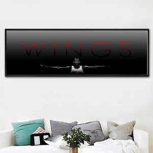 Michael Jordan Wings Poster Fly Dunk Basketball Stars Wall Pictures for Living Room Decoration Bedroom Sport Wall Art Canvas - Virtual Blue Store