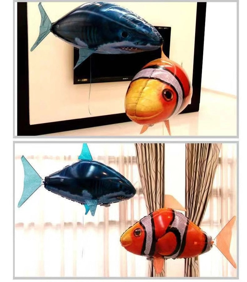 Remote Control Shark Toys Air Swimming Fish Infrared RC Flying Air Balloons Nemo Clown Fish Kids Toys Gifts Party Decoration - Virtual Blue Store