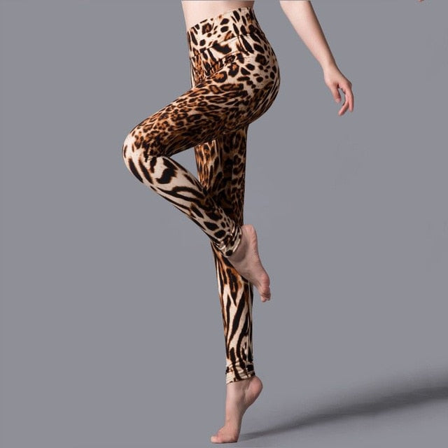 YSDNCHI New Stripe Leopard Print Leggings Women High Waist Legings Work Out Legging Sporting Push Up Trousers Fitness Leggins - Virtual Blue Store
