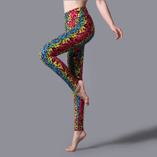 YSDNCHI New Stripe Leopard Print Leggings Women High Waist Legings