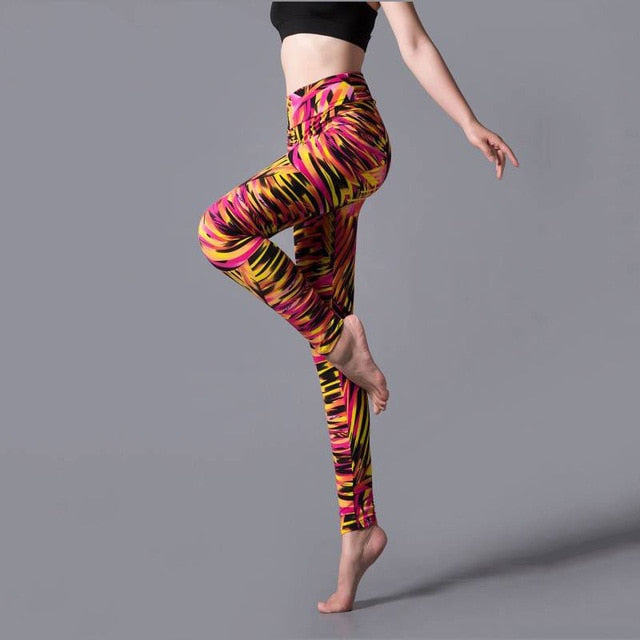 YSDNCHI New Stripe Leopard Print Leggings Women High Waist Legings Work Out Legging Sporting Push Up Trousers Fitness Leggins - Virtual Blue Store