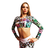 Female Print Yoga Set Fitness Women Sports Running Suit Gym Wear  Leggings T-Shirts Winter Workout Elastic Quick Dry Yoga Sets - Virtual Blue Store