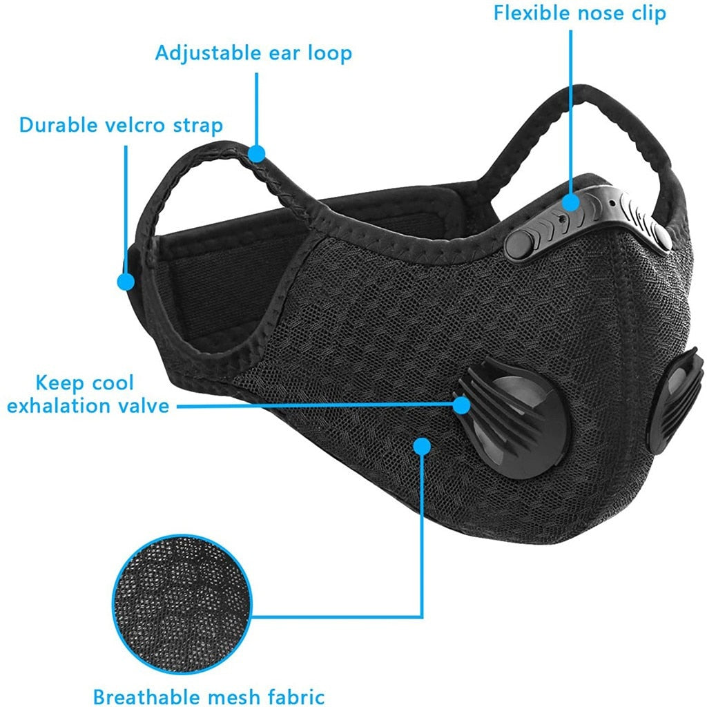 Face Mask Cycling masks masque Scarf Activated Carbon PM2.5 Outdoor Mouth Mask Unisex Face Mask Protection Mask Tops 0518 - Virtual Blue Store