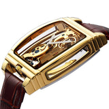 Transparent Automatic Mechanical Watch Men Steampunk Skeleton Luxury Gear Self Winding Leather Men's Clock Watches montre homme
