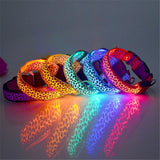 Adjustable LED Light Glow Pet Collar Leopard Nylon Pet Dog Cat Night Safety Luminous Flashing Necklace Glowing Neck Belt XWBE. - Virtual Blue Store