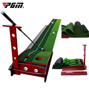 Pgm 3/3.5M Indoor Golf Putter Trainer With Solid Wood Base Golf Putting Practice Mat Portable Return Ball Golf Training Aids - Virtual Blue Store