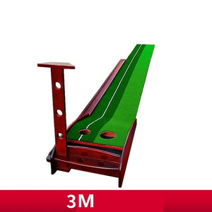 Pgm 3/3.5M Indoor Golf Putter Trainer With Solid Wood Base Golf Putting Practice Mat Portable Return Ball Golf Training Aids - Virtual Blue Store