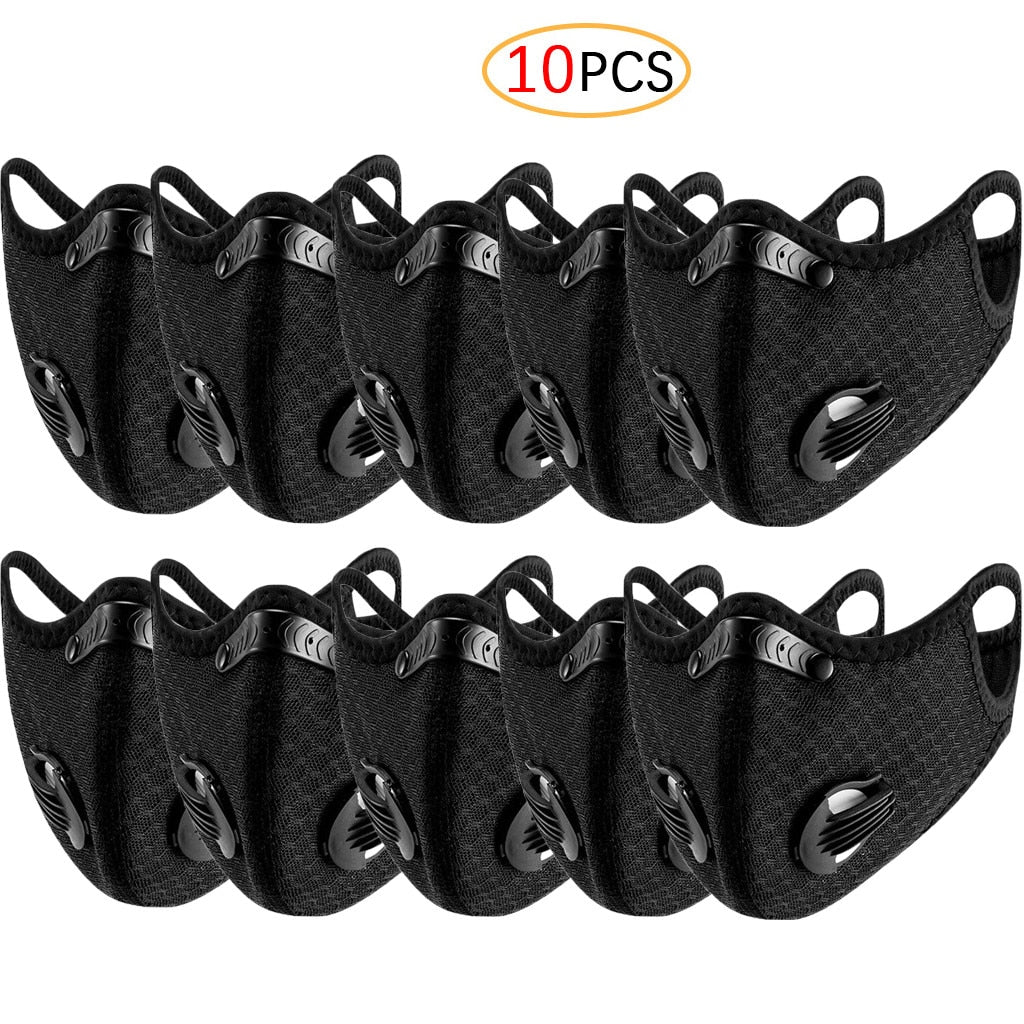 10pcs Fashion Scarf Cotton Activated Pm2.5 Outdoor Unisex Filter Face Maskswashable And Reusable Maske - Virtual Blue Store