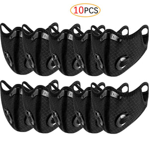 10pcs Fashion Scarf Cotton Activated Pm2.5 Outdoor Unisex Filter Face Maskswashable And Reusable Maske - Virtual Blue Store