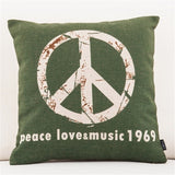 Super Star Peace Love& Music 1969 Cushion Cover Rock & Roll Home Decor Pillow Case Cojines Decorativos Para Sofa Pillow Cover - Virtual Blue Store