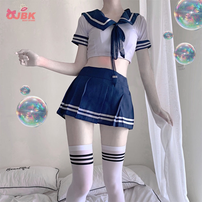 OJBK Women Sexy Cosplay Lingerie Student Uniform  school girl Ladies Erotic Costume Babydoll Dress Women Lace Miniskirt Outfit - Virtual Blue Store