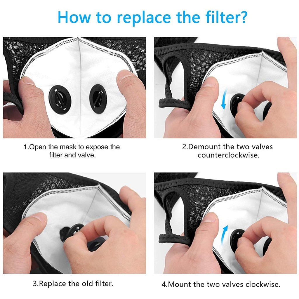 Face Mask Cycling masks masque Scarf Activated Carbon PM2.5 Outdoor Mouth Mask Unisex Face Mask Protection Mask Tops 0518 - Virtual Blue Store