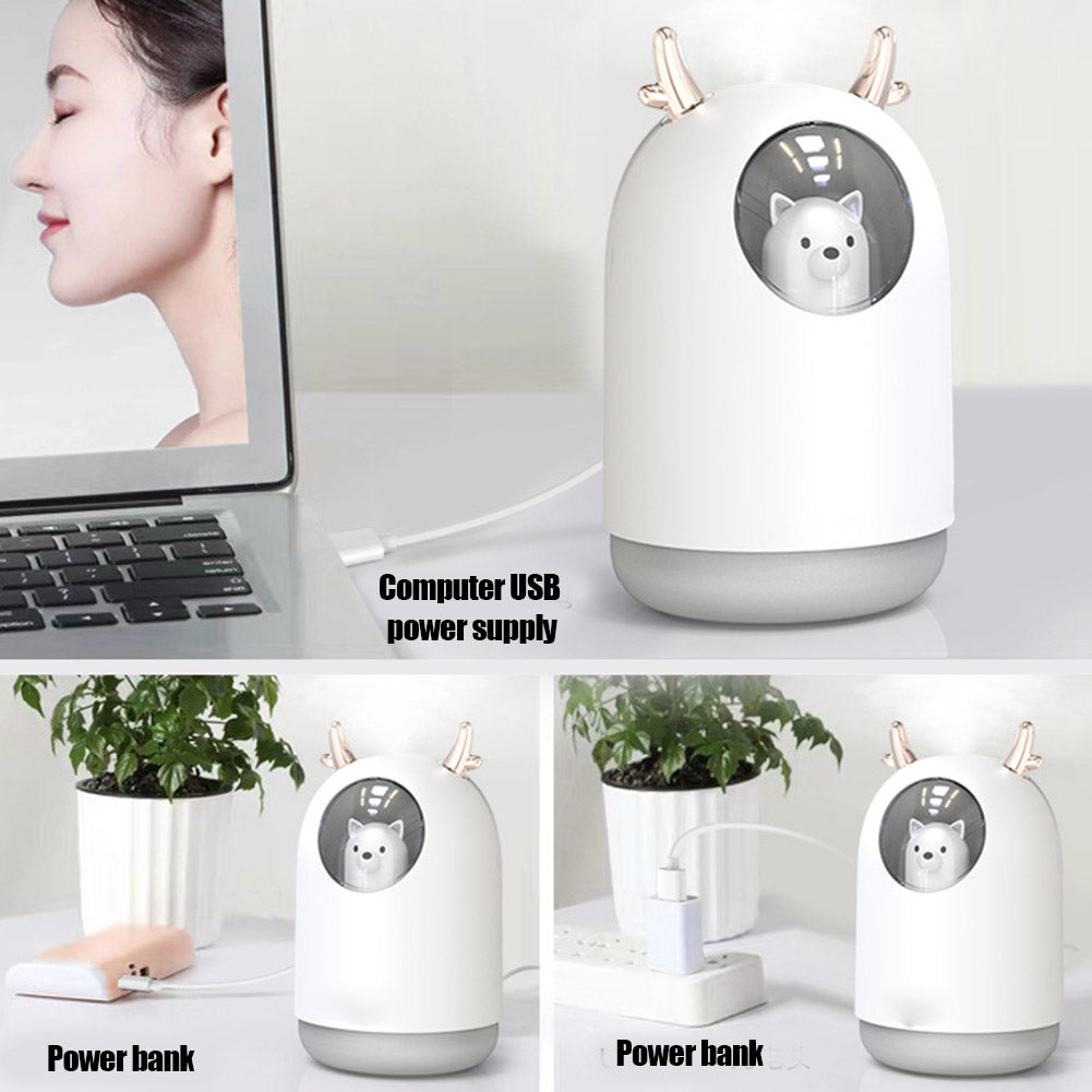 Mini USB Humidifier Cute Portable Ultrasonic Cartoon Animal Air Oil Diffuser Car Home Desktop LED Lamp Mist Maker Machine - Virtual Blue Store