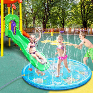 Kids Inflatable Water spray pad Round Water Splash Play Pool Playing Sprinkler Mat Yard Outdoor Fun PVC Swimming Pools - Virtual Blue Store