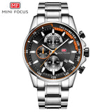 Mens Chronograph Stainless Steel Strap Military Sport Quartz Wrist Watches with Luminous Hands Clock Man relogio masculino - Virtual Blue Store