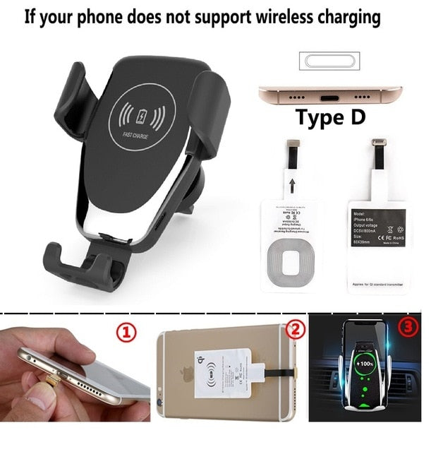 Fast Qi Car Wireless Charger For iPhone XS Max XR X Samsung S10 S9 Intelligent Wireless Charging Phone Car Holder For Xiaomi - Virtual Blue Store