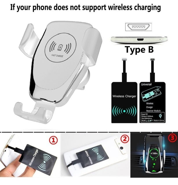 Fast Qi Car Wireless Charger For iPhone XS Max XR X Samsung S10 S9 Intelligent Wireless Charging Phone Car Holder For Xiaomi - Virtual Blue Store