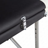 185 x 60 x 81cm  3 Sections Foldable Beauty Bed  Folding Aluminum Tube SPA Bodybuilding Massage Table Black with White Edge - Virtual Blue Store