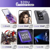 Newest 6.8 inch 1:1 Galay S20 global Shipping Camera Snapdragon 855 8GB RAM 256GB ROM Octa Core 4 smart phone - Virtual Blue Store