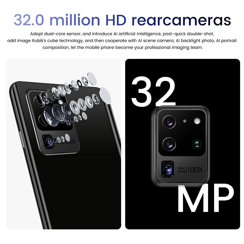 Newest 6.8 inch 1:1 Galay S20 global Shipping Camera Snapdragon 855 8GB RAM 256GB ROM Octa Core 4 smart phone - Virtual Blue Store