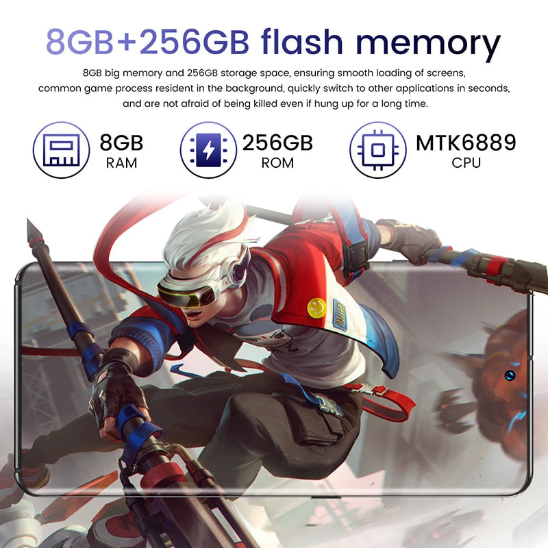Newest 6.8 inch 1:1 Galay S20 global Shipping Camera Snapdragon 855 8GB RAM 256GB ROM Octa Core 4 smart phone - Virtual Blue Store