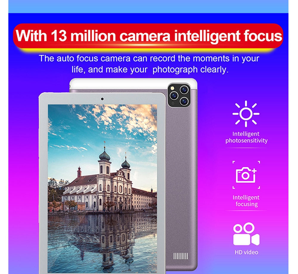 Tablet 10.1 Inch with 6GB + 128GB 1920 * 1200 IPS Screen Android Tablet ARM + DSP Dual-core Wifi Android Tablet HD Screen 3g Blu - Virtual Blue Store