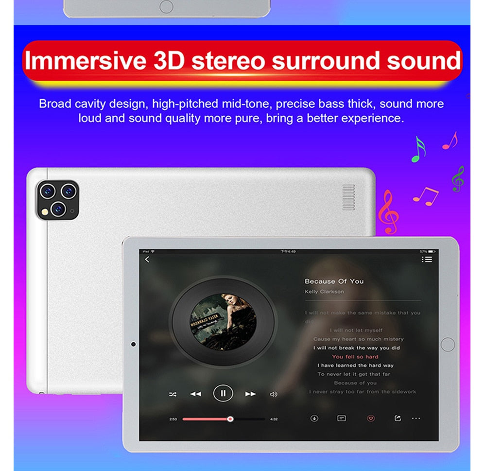 Tablet 10.1 Inch with 6GB + 128GB 1920 * 1200 IPS Screen Android Tablet ARM + DSP Dual-core Wifi Android Tablet HD Screen 3g Blu - Virtual Blue Store