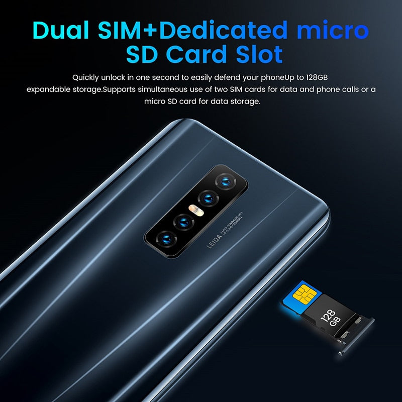 New V17 PRO 6.53 Inch Full-screen Ultrabook Mobile Phone 8 + 256G Screen Fingerprint Unlock Facial Recognition Reflective High- - Virtual Blue Store