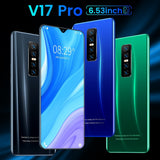 New V17 PRO 6.53 Inch Full-screen Ultrabook Mobile Phone 8 + 256G Screen Fingerprint Unlock Facial Recognition Reflective High- - Virtual Blue Store