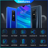New V17 PRO 6.53 Inch Full-screen Ultrabook Mobile Phone 8 + 256G Screen Fingerprint Unlock Facial Recognition Reflective High- - Virtual Blue Store